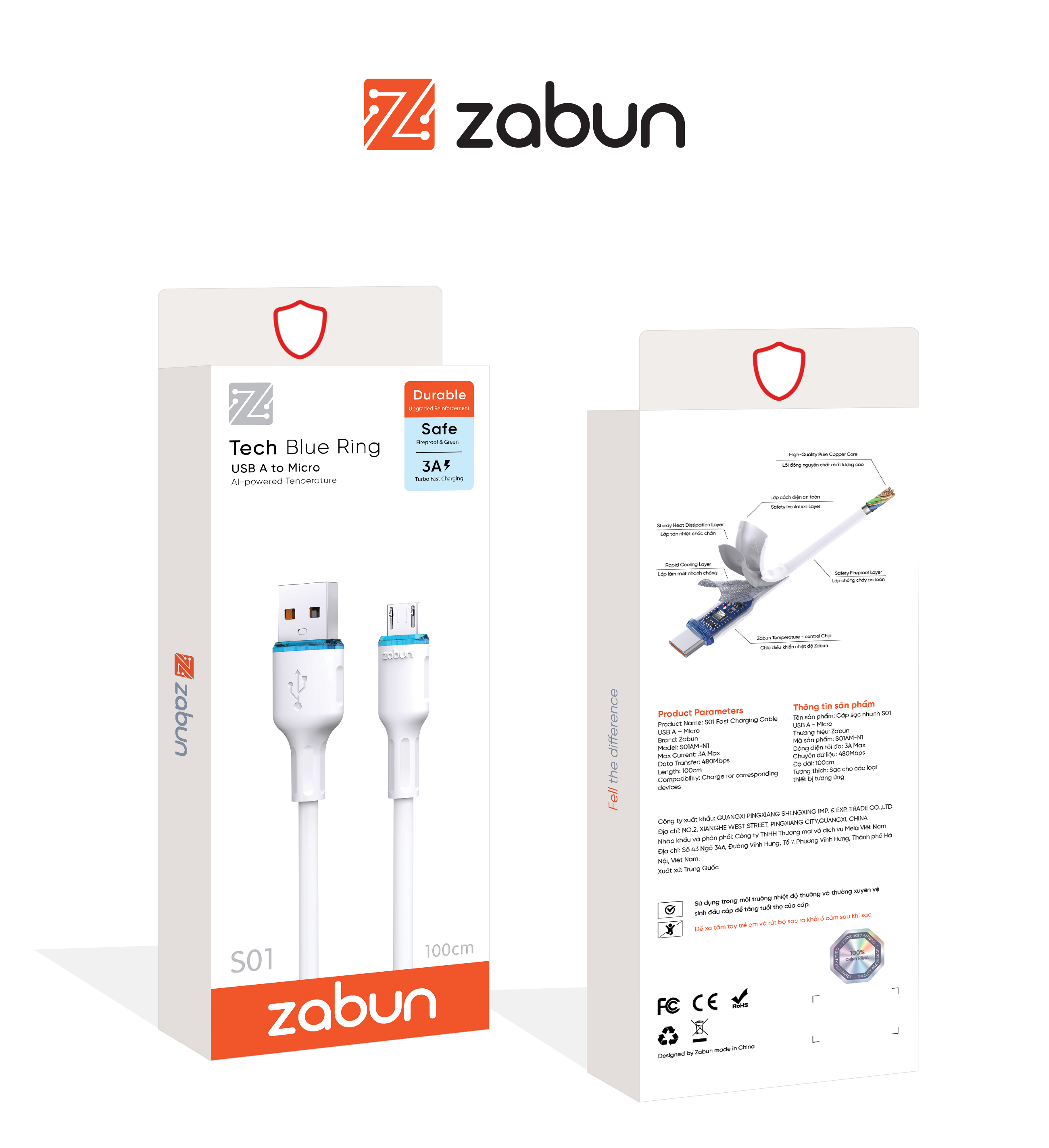 Cáp sạc Zabun  S01 chân USB-A-Micro